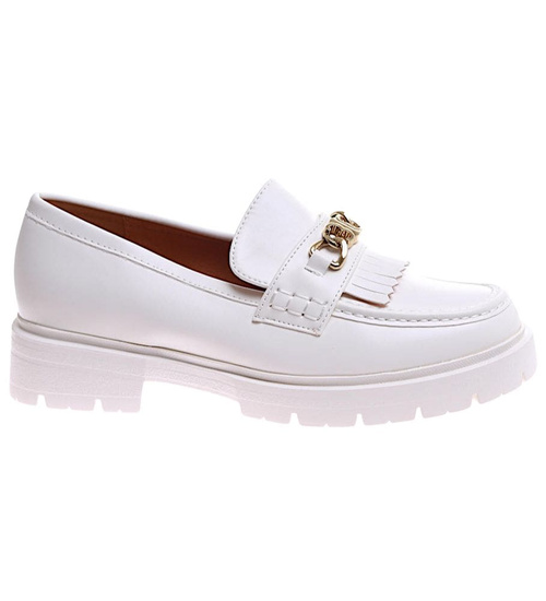 Białe półbuty damskie na platformie /F3-3 17243 G135/