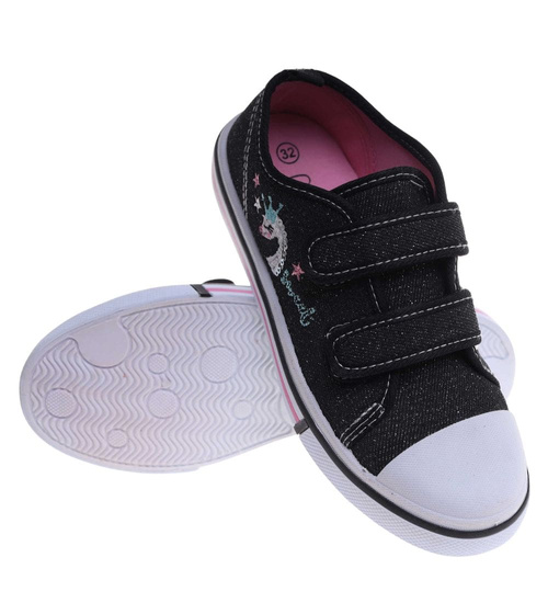 Czarne dziewczęce trampki na rzepy /E10-2 18112 200/