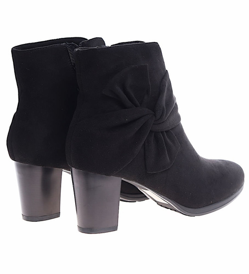 Czarne botki damskie na słupku /A7-1 16901 T227/