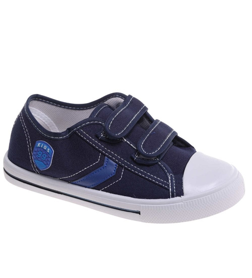 Chłopięce granatowe tenisówki na rzepy /C7-2 18037 T186/