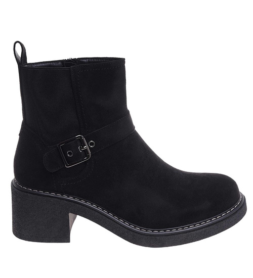 Botki damskie na grubym niskim obcasie /G9-3 18243 W424/