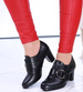 Wsuwane czarne botki damskie na obcasie /G5-1 14747 T281/