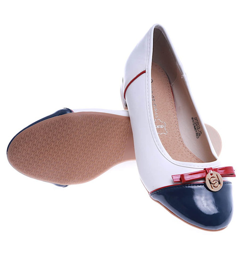 Wiosenne biało granatowe balerinki /C5-2 13797 T191/