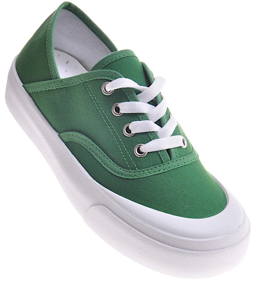 Zielone wiązane trampki na platformie /D2-2 12255 S292/