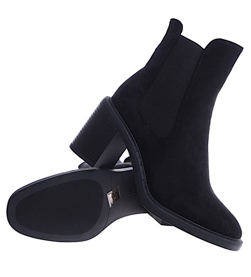 Wysokie czarne botki sztyblety na obcasie /B5-1 14842 T486/