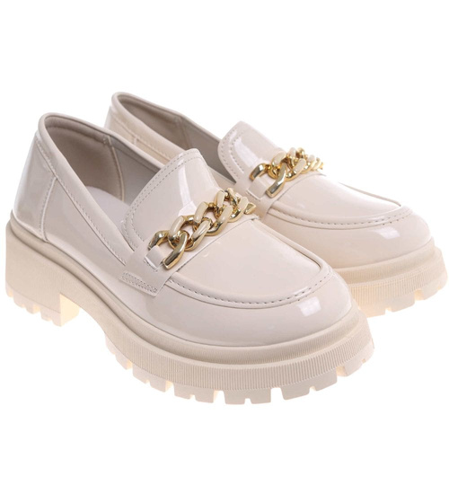 Jasno beżowe damskie półbuty na platformie /C7-318054 T234/