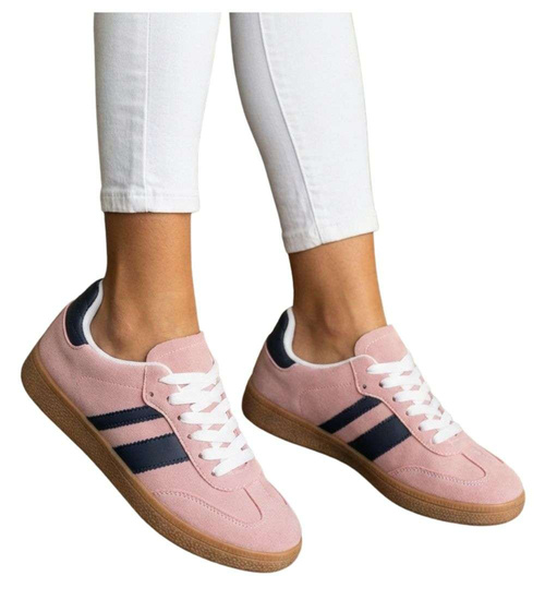 Pastelowe różowe sneakersy damskie /D4-3 18713 T444/