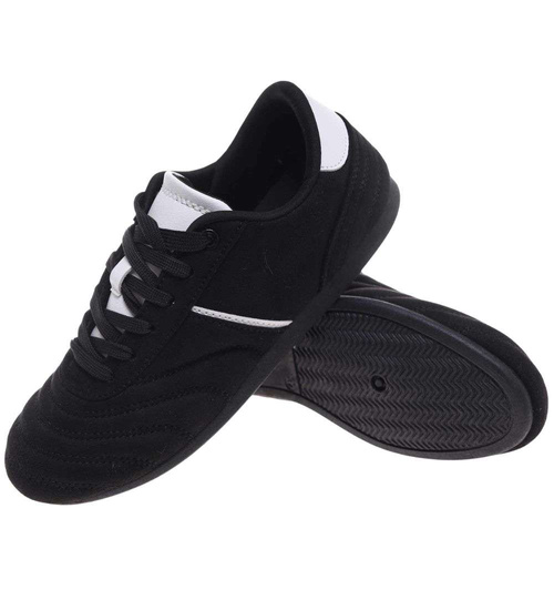 Czarne sneakersy damskie zamszowe /C4-3 18800 W282/