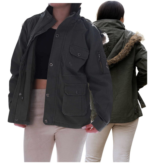 Ocieplana zielona zimowa kurtka parka z kapturem /H2 KR30 S0/