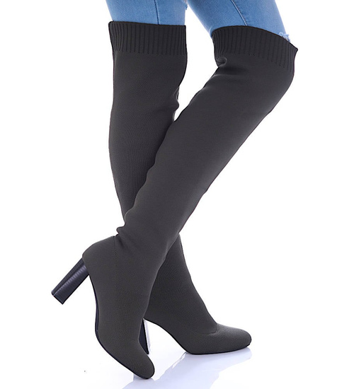 Zielone kozaki muszkieterki na obcasie /D7-3 17157 G381/