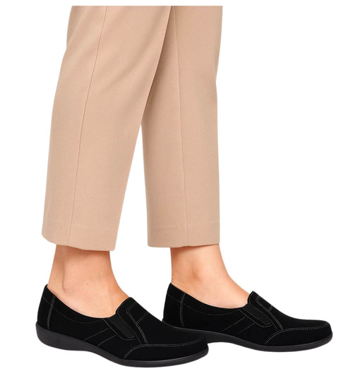 Czarne płaskie półbuty damskie /G2-2 18104  T237/