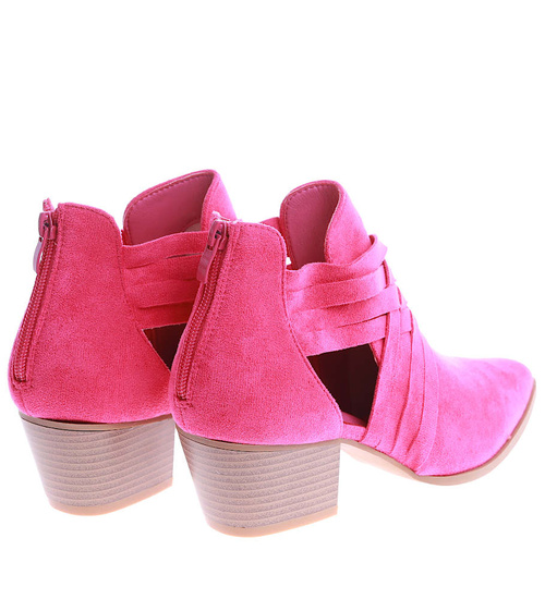 Fuksjowe wiosenne botki kowbojki na klocku ost437