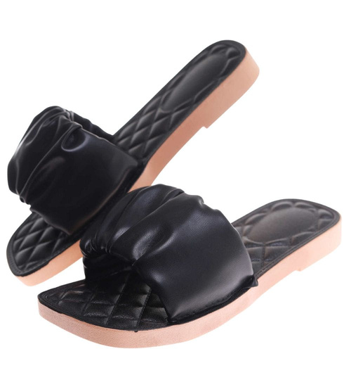 Czarne casualowe klapki damskie /G2-2 17738 W066/