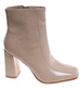 Beżowe botki damskie na słupku /G6-1 18152 T224/