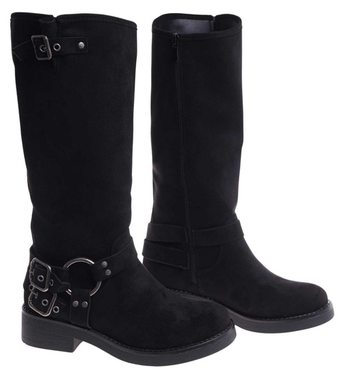 Czarne ocieplane kozaki oficerki /i4-2 h2 18408 G488/