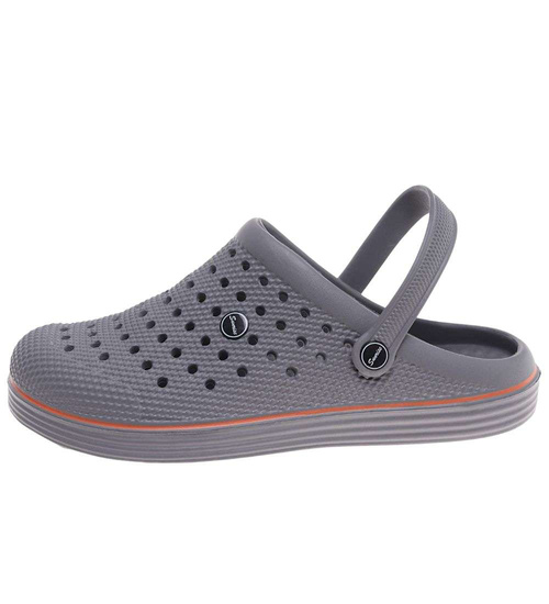 Kryte szare wodoodporne klapki męskie z paskiem /E7-1 18651 T135/