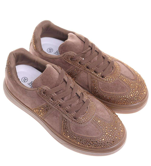 Czekoladowe trampki damskie na platformie /G11-1 18811 W288/