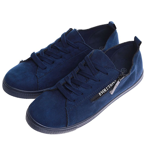 Sznurowane granatowe trampki damskie /E4-3 11671 T197/