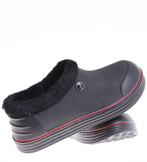 Czarne męskie kalosze piankowe z futerkiem /H2 17076  T291/