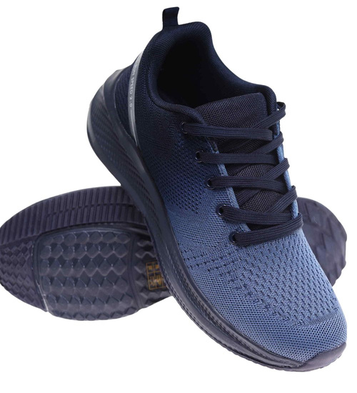 Sznurowane męskie granatowe buty sportowe /D1-3 18008 GF483/