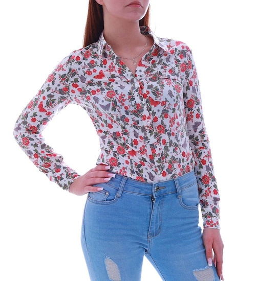 Bawełniana koszula body w kwiaty /H2 UB866 G7-75/