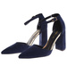 Granatowe czółenka damskie z paskiem /B5-3 17945 W152/