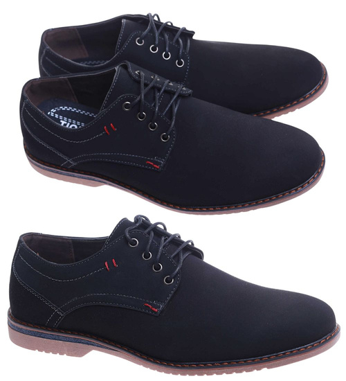 Wiązane czarne półbuty męskie /D3-3 13156 T386/