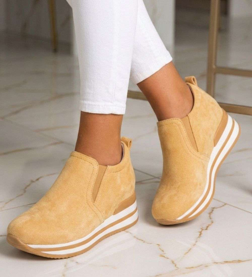 Zamszowe trampki sneakersy na koturnie /D5-3 18661 T10-5/