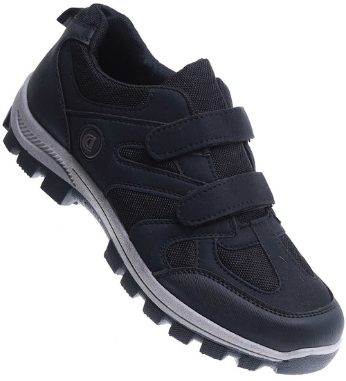 Męskie buty trekkingowe na rzepy Czarne /B6-1 12604 S491/