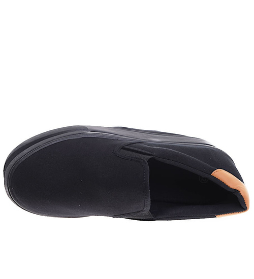 Czarne męskie trampki slip on z tkaniny /f3-3 16514 T287/