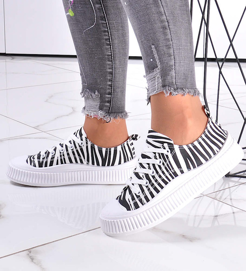 Wiązane trampki creepersy Zebra /C6-2 12280 S293/