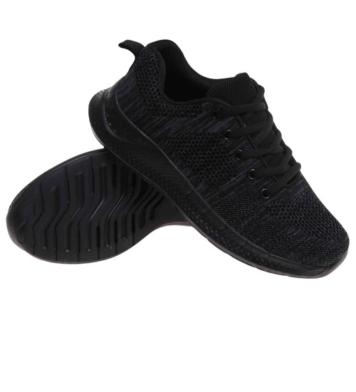 Sznurowane chłopięce buty sportowe Czarne /C5-3 17994 T286/