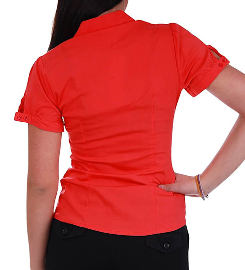 Bawełniana czerwona koszula z kołnierzykiem /H2-K39 UB785 G3-69/