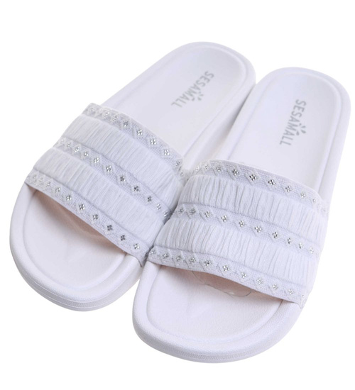 Białe plażowe klapki damskie /C4-1 17721 G1/