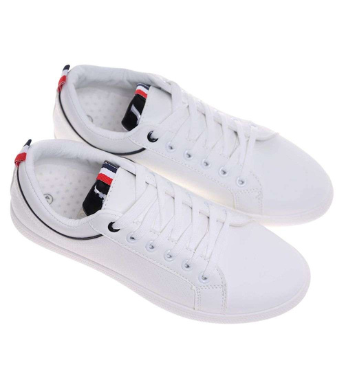 Białe męskie trampki sznurowane /G8-3 18679 T391/