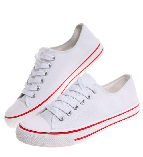 Klasyczne białe trampki sznurowane /G1-3 17978 T154/