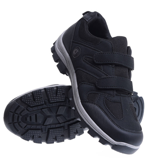 Męskie buty trekkingowe na rzepy Czarne /B6-1 12604 S491/