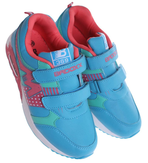 Dziewczęce niebieskie buty sportowe na rzepy /A9-2 18128 T292/