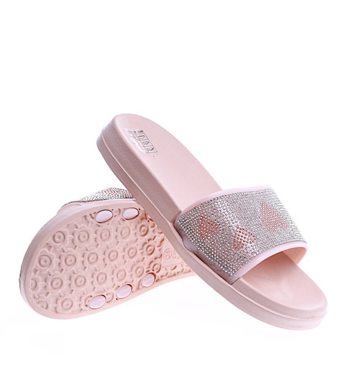 Beżowe damskie klapki na basen /D8-1 14197 S190/