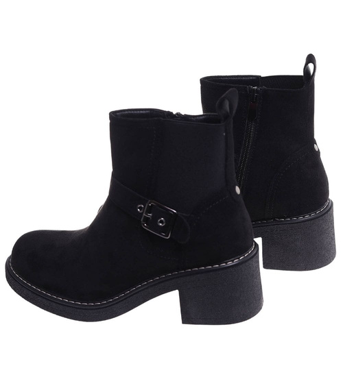 Botki damskie na grubym niskim obcasie /G9-3 18243 W424/