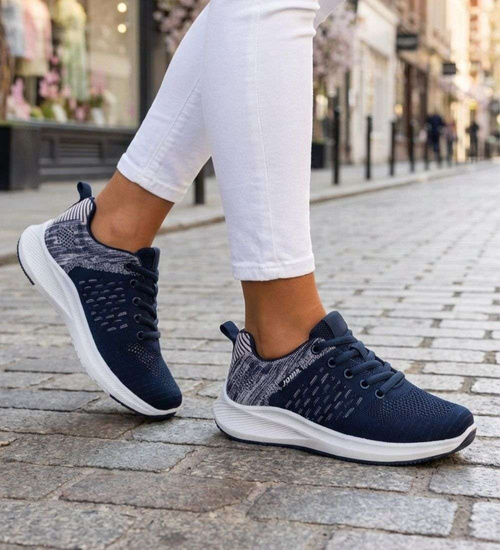 Sneakersy damskie granatowo różowe /C5-3 18698 T251/