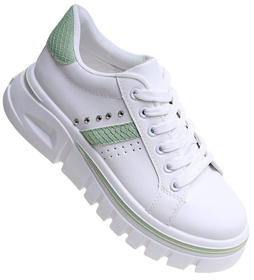 Białe trampki damskie na platformie /C1-3 13685 S247/