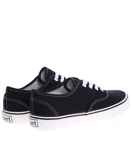 Czarne niskie tenisówki damskie z tkaniny /C1-3 15975  G152/