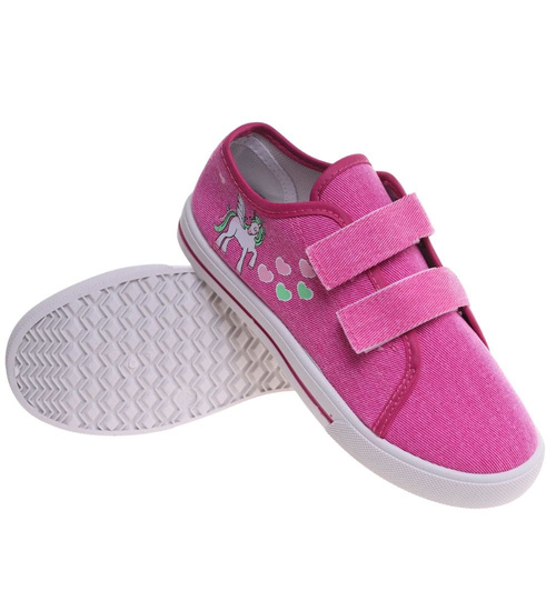 Fuksjowe tenisówki dla dziewczynki na rzepy /E6-1 18109 T189/