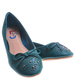 Zielone balerinki damskie z kokardką i dżetami /C7-2 10780 T098/