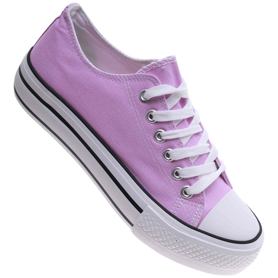 Fioletowe trampki damskie na platformie /A10-3 17464 G230/