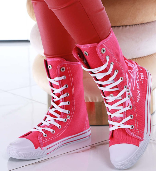 Wysokie różowe trampki damskie /D5-3 13505 T097/