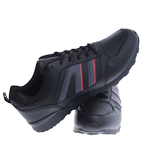 Sznurowane czarne buty sportowe /E7-1 15099 T484/