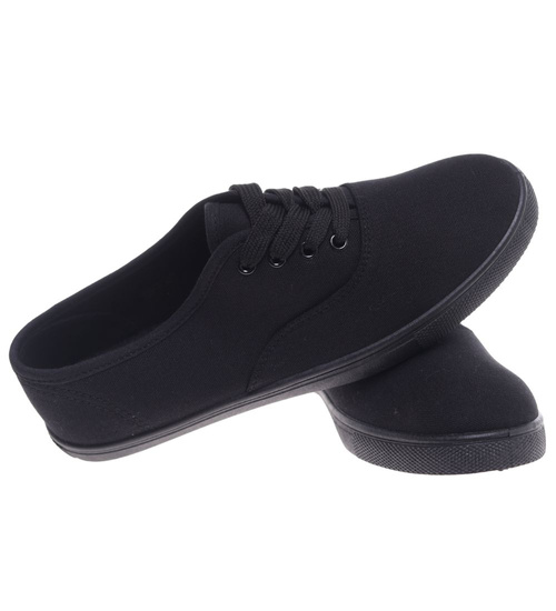 Klasyczne czarne tenisówki damskie ost504