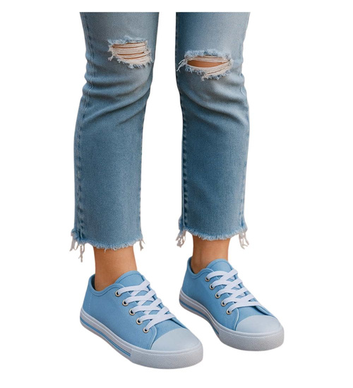 Klasyczne niebieskie trampki z niską cholewką /B6-1 15579 T089/